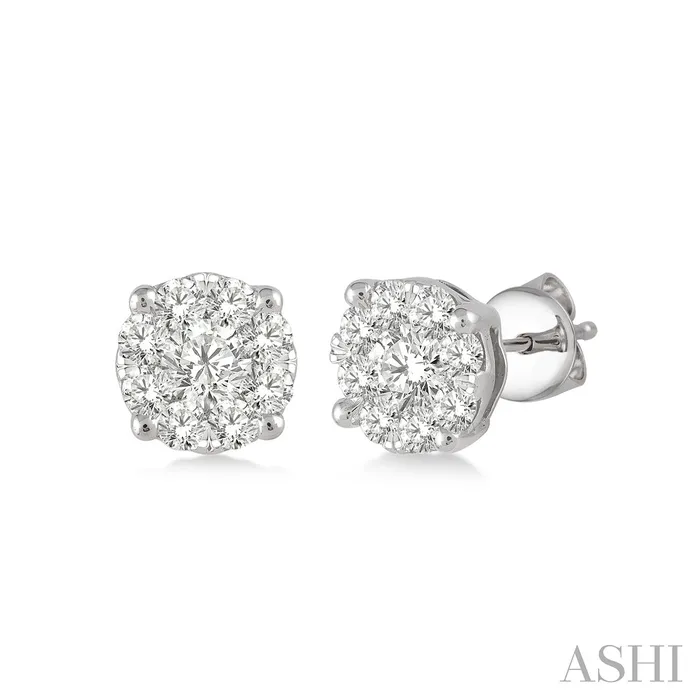 Earrings 14K White Gold 35ctw Cluster Stud Style Diamond Earrings ASHI DIAMONDS Earrings 14K White Gold 35ctw Cluster Stud Style Diamond Earrings ASHI DIAMONDS
