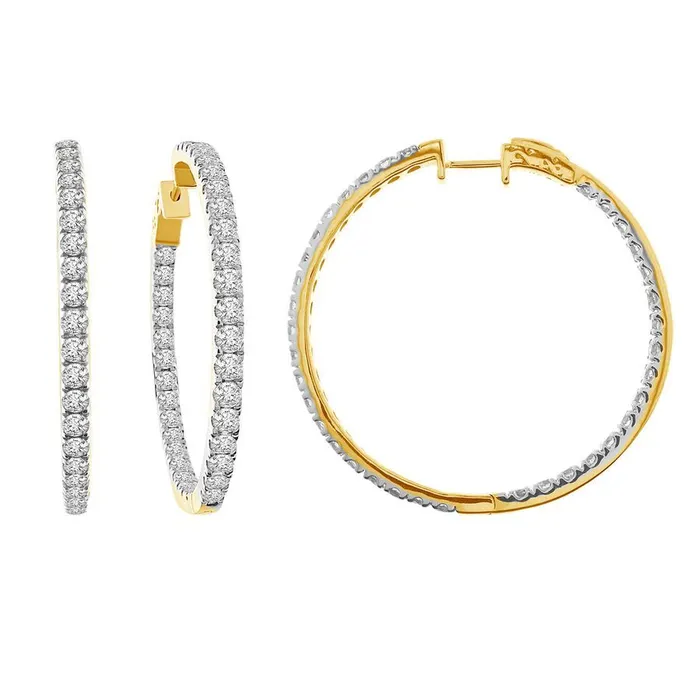 Earrings AV LADIES HOOP EARRINGS 500CT ROUND DIAMOND 14K YELLOW GOLD SI QUALITY Earrings AV LADIES HOOP EARRINGS 500CT ROUND DIAMOND 14K YELLOW GOLD SI QUALITY
