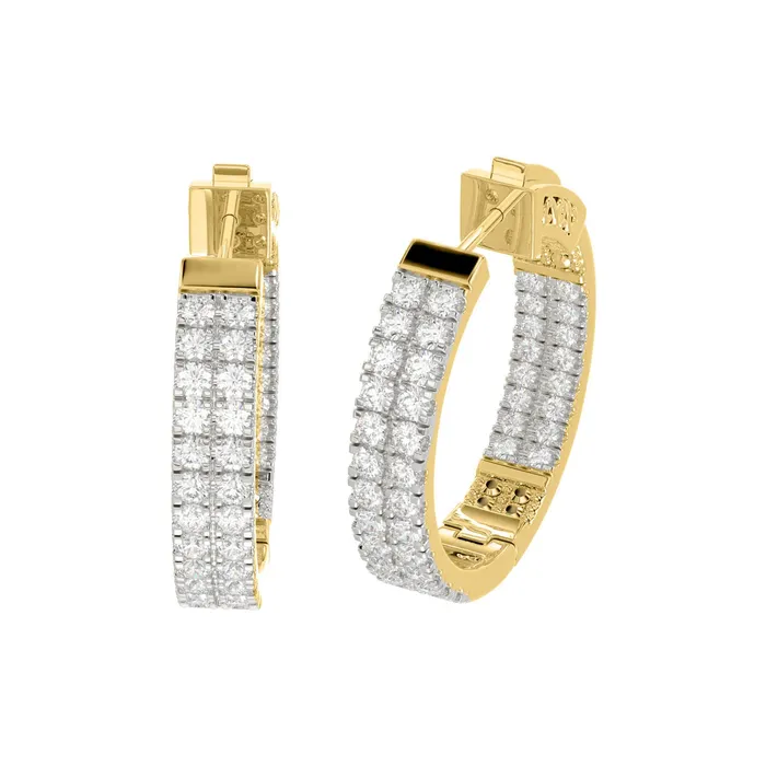 Earrings AV LADIES HOOPS EARRING 300CT ROUND DIAMOND 14K YELLOW GOLD IN OUT Earrings AV LADIES HOOPS EARRING 300CT ROUND DIAMOND 14K YELLOW GOLD IN OUT