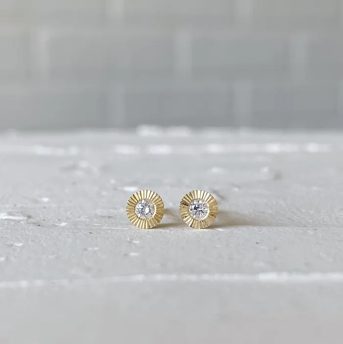 Earrings Corey Egan Small Aurora Diamond Stud Earring in Yellow Gold
