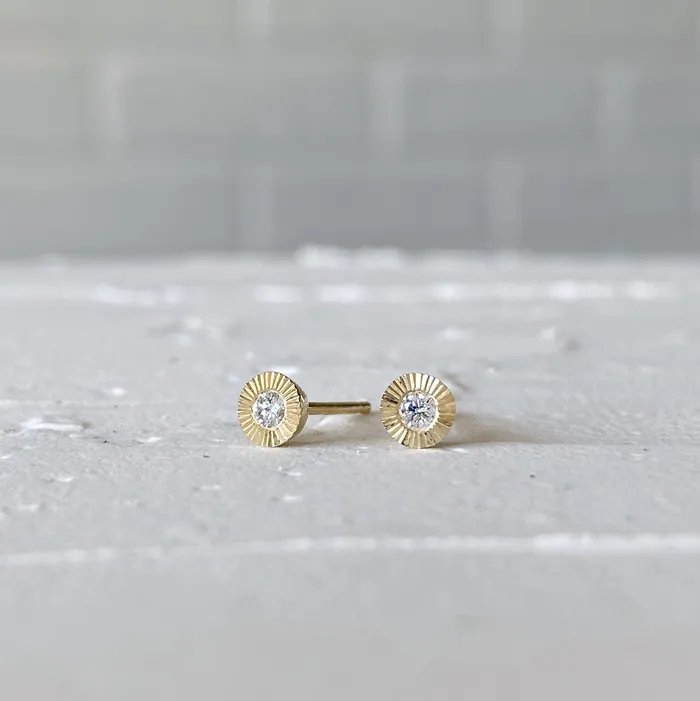 Earrings Corey Egan Small Aurora Diamond Stud Earring in Yellow Gold