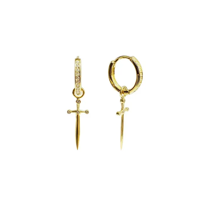 Earrings Daggers Charm Hoop Earrings Gold Glitters