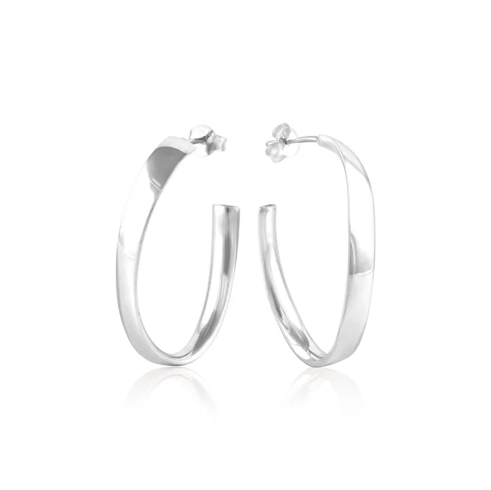 Earrings E1521 Oval Wave Hoop Post Earrings Teeda
