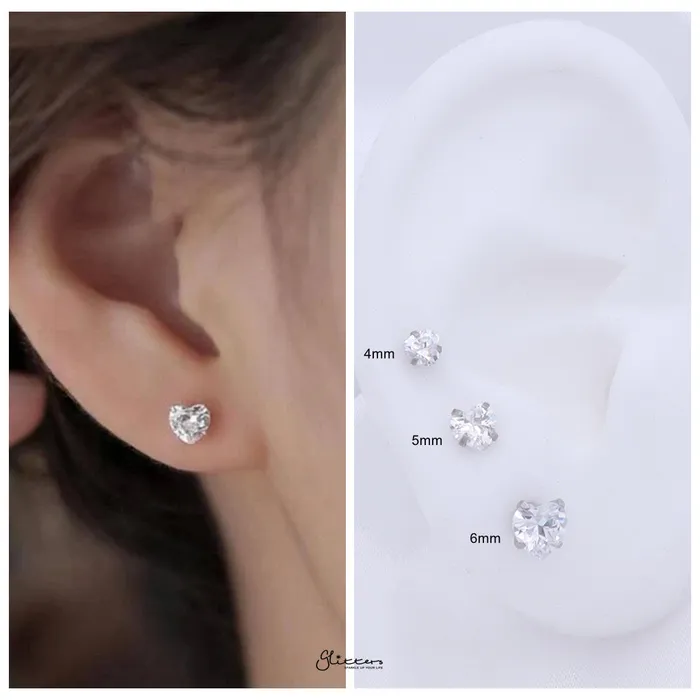 Earrings Glitters Heart CZ Stainless Steel Stud Earrings Earrings Glitters Heart CZ Stainless Steel Stud Earrings