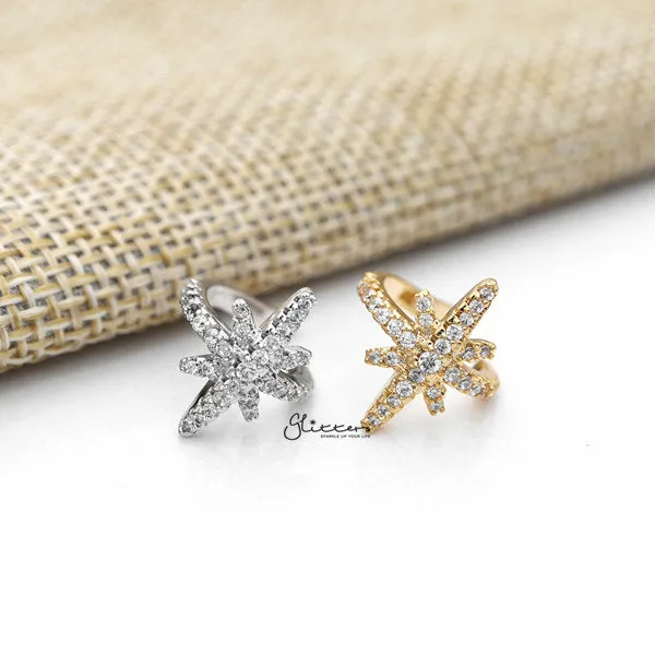 Earrings Glitters Star Ear Cuffs with CZ Paved Non Piercing Ear Cuffs