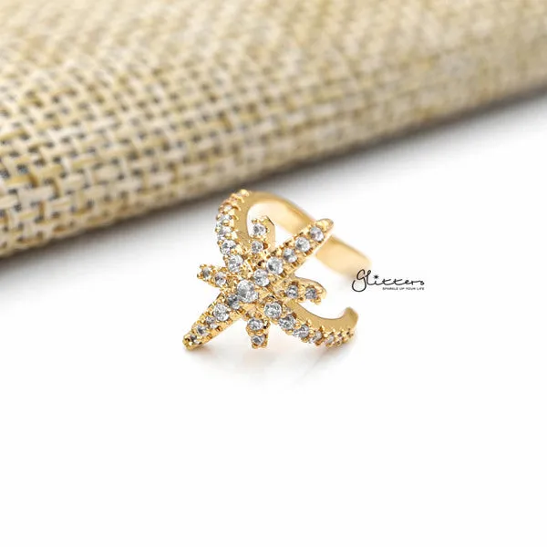 Earrings Glitters Star Ear Cuffs with CZ Paved Non Piercing Ear Cuffs