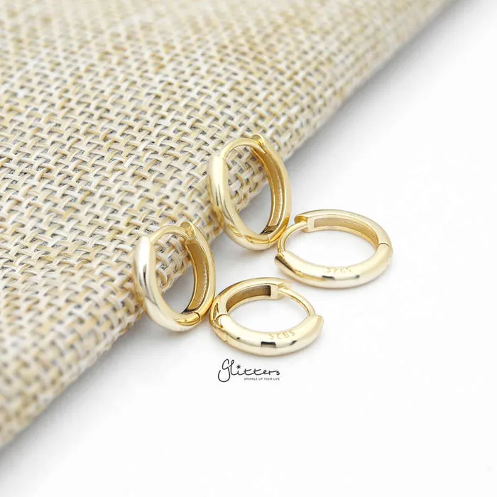Earrings Glitters Sterling Silver OneTouch Huggie Hoop Earrings Gold