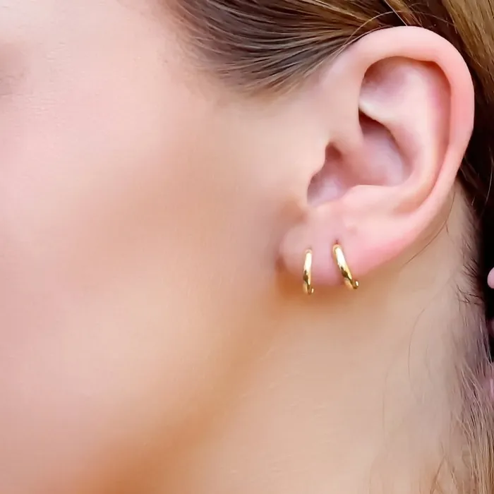 Earrings Glitters Sterling Silver OneTouch Huggie Hoop Earrings Gold