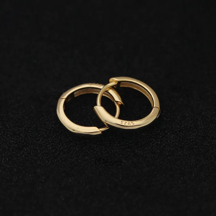 Earrings Glitters Sterling Silver OneTouch Huggie Hoop Earrings Gold