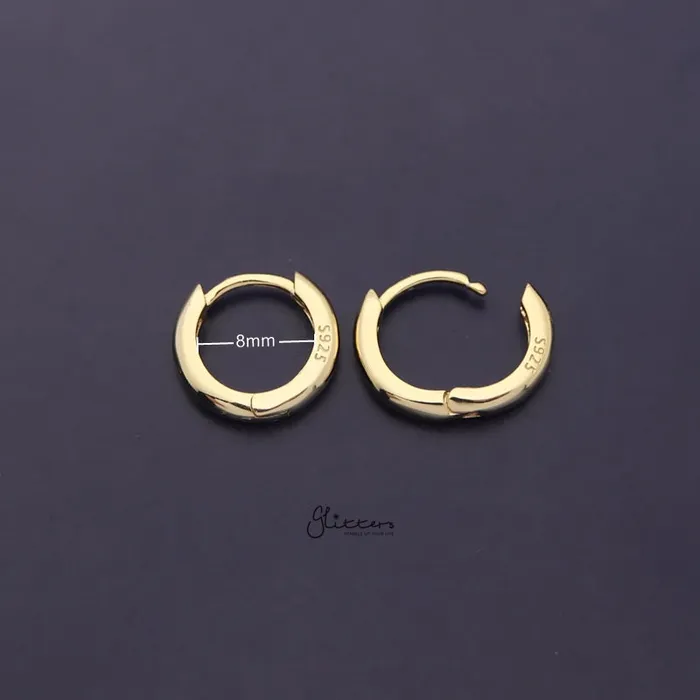 Earrings Glitters Sterling Silver OneTouch Huggie Hoop Earrings Gold