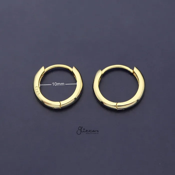 Earrings Glitters Sterling Silver OneTouch Huggie Hoop Earrings Gold