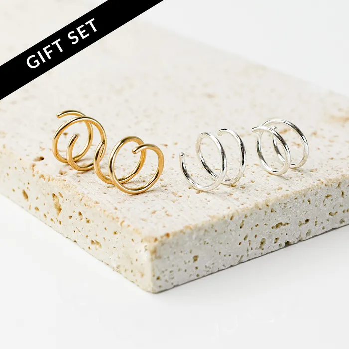 Earrings Grayling Tiny Twist Double Huggie Earrings Set Smooth Finish