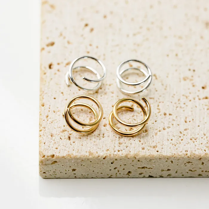 Earrings Grayling Tiny Twist Double Huggie Earrings Set Smooth Finish