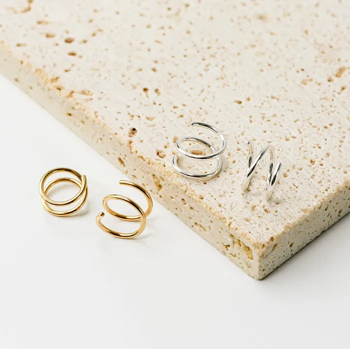 Earrings Grayling Tiny Twist Double Huggie Earrings Set Smooth Finish