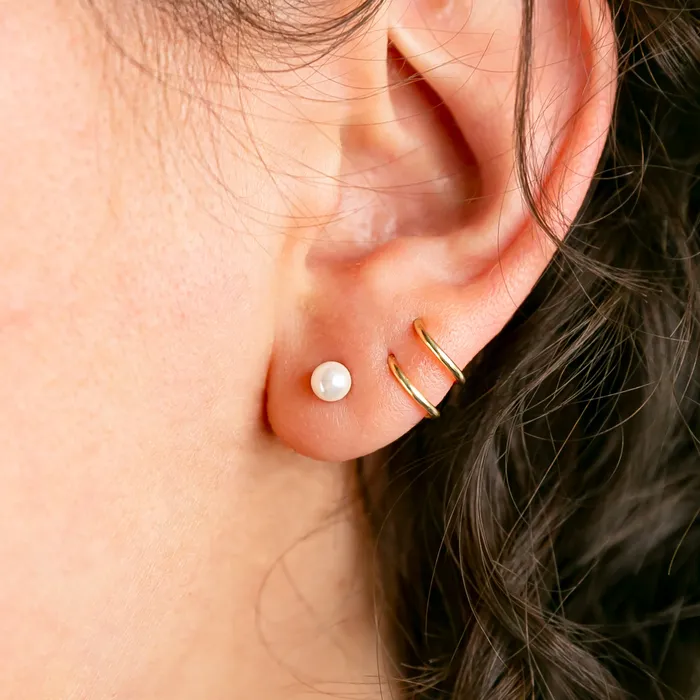 Earrings Grayling Tiny Twist Double Huggie Earrings Set Smooth Finish