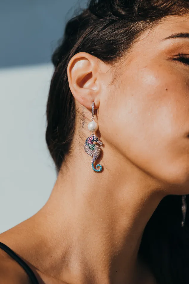 Earrings Greta Sea Horse Drop Earrings Eye Candy LA