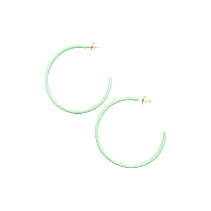 Earrings Love Ko Jewelry THIN HOOP Mint Green