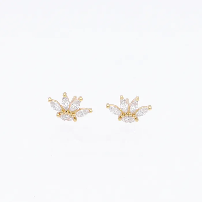 Earrings Marquise CZ Flower Stud Earrings Gold Glitters