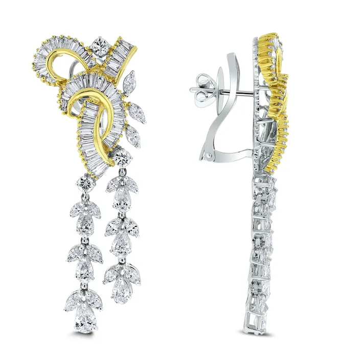 Earrings Scintilla Diamond Earrings 834 ct Diamonds in Two Tone Gold Beauvince