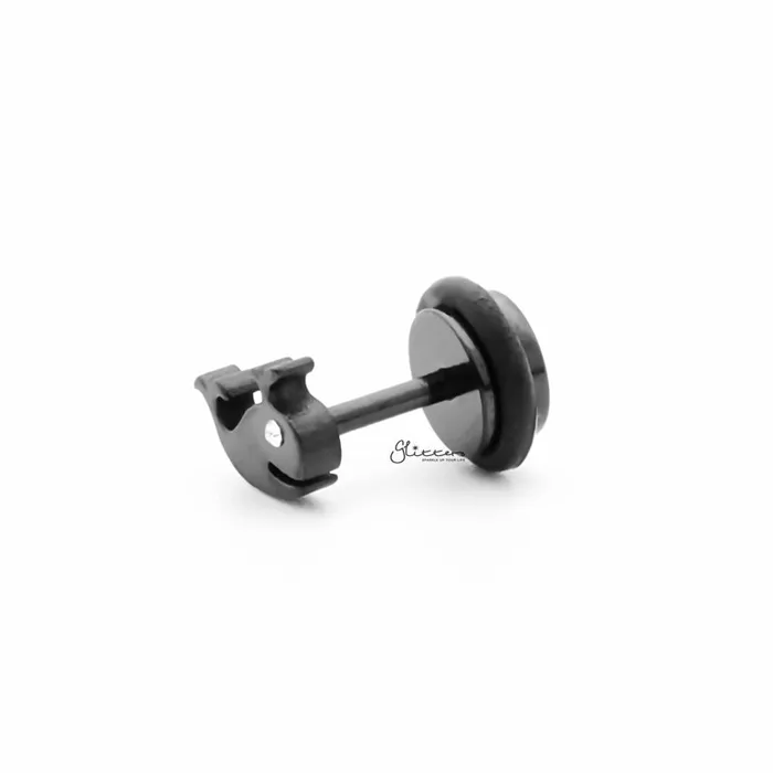 Earrings Stainless Steel Whale Fake Plug Earring Black Glitters