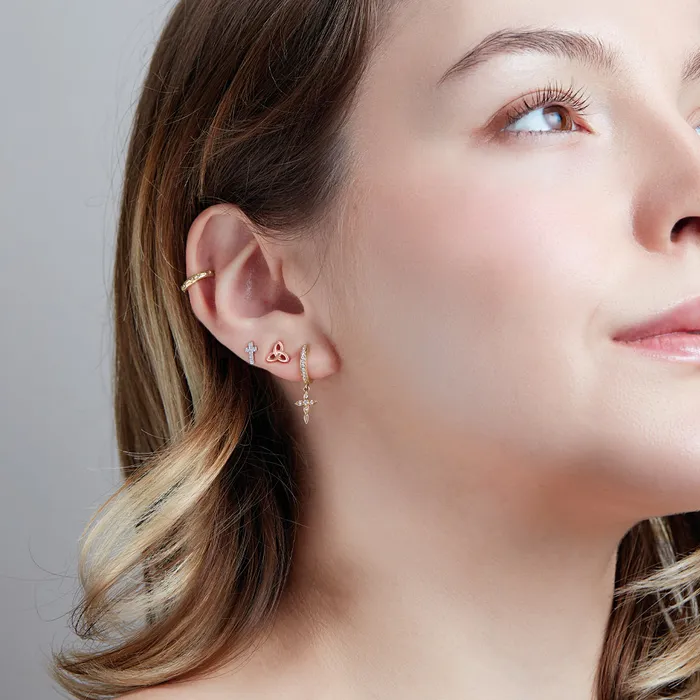 Earrings Storyteller by Vintage Magnality CelticInspired Trinity Stud Earrings Solid 14K Rose White Yellow Gold or Silver