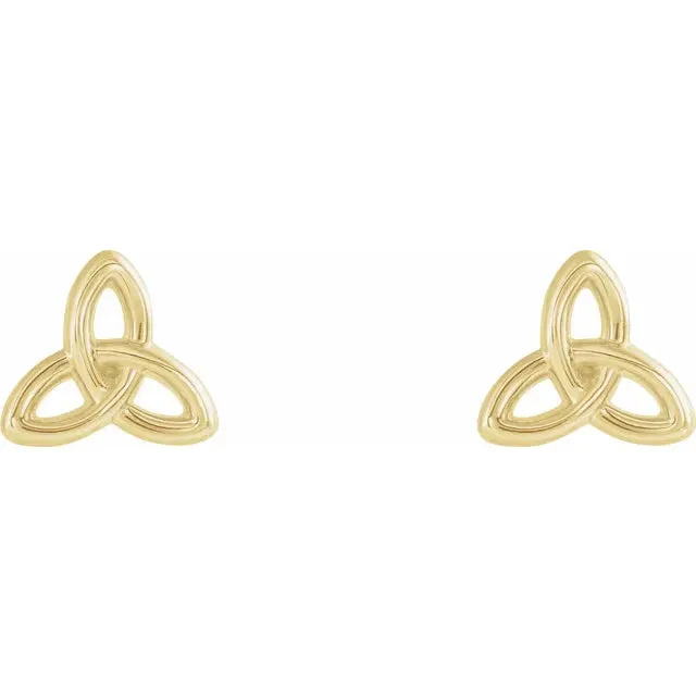 Earrings Storyteller by Vintage Magnality CelticInspired Trinity Stud Earrings Solid 14K Rose White Yellow Gold or Silver