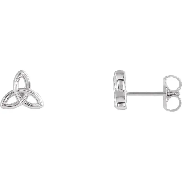 Earrings Storyteller by Vintage Magnality CelticInspired Trinity Stud Earrings Solid 14K Rose White Yellow Gold or Silver