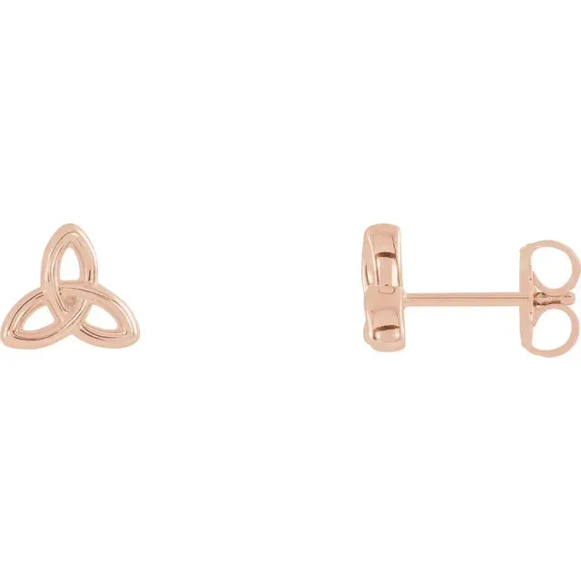 Earrings Storyteller by Vintage Magnality CelticInspired Trinity Stud Earrings Solid 14K Rose White Yellow Gold or Silver