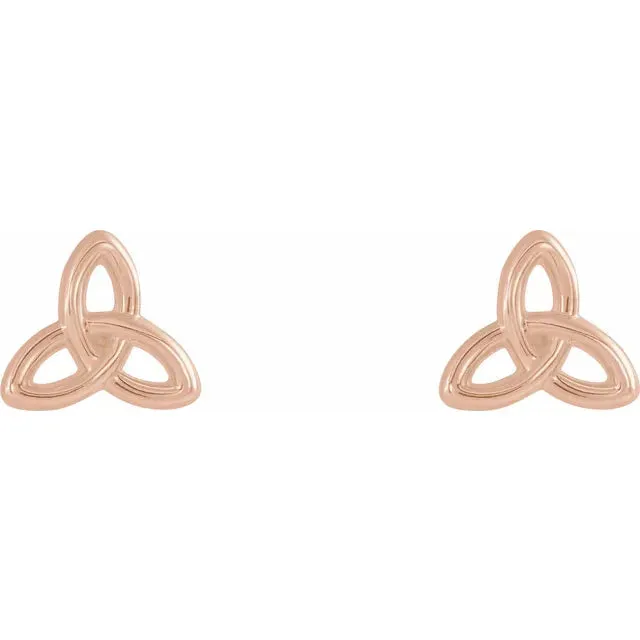Earrings Storyteller by Vintage Magnality CelticInspired Trinity Stud Earrings Solid 14K Rose White Yellow Gold or Silver