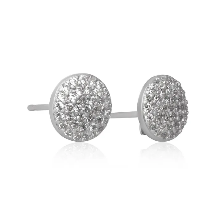 Earrings Teeda EZ7065 Pav Disc Cubic Zirconia Earrings