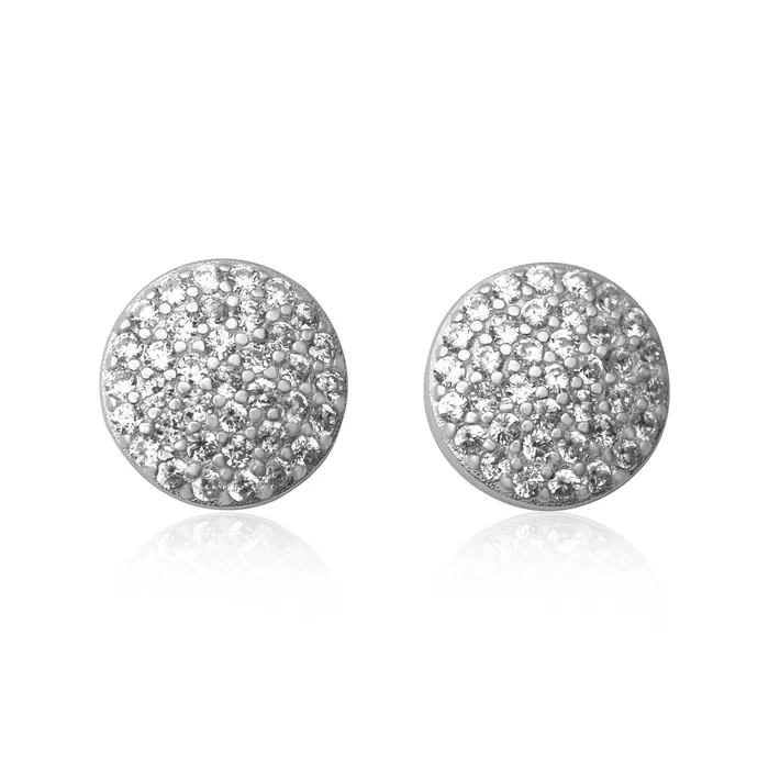 Earrings Teeda EZ7065 Pav Disc Cubic Zirconia Earrings