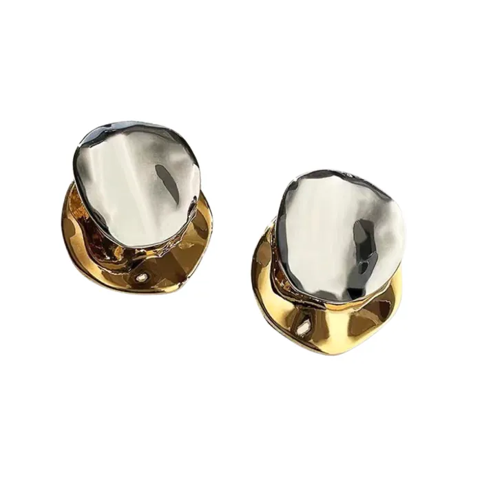 Earrings Textured two toned stud earrings pau jewelry