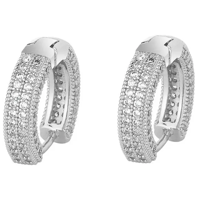 Earrings The Icetruck Pave Hoop Earrings in White Gold