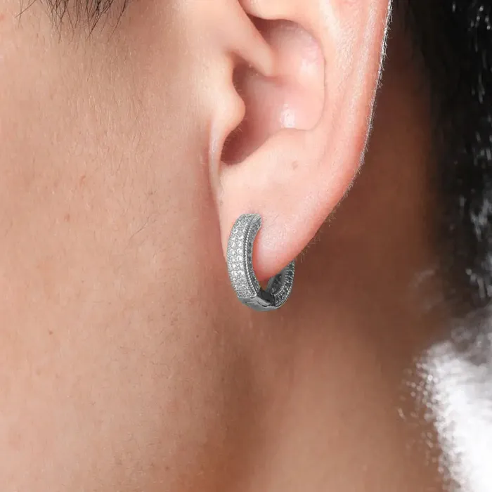 Earrings The Icetruck Pave Hoop Earrings in White Gold Earrings The Icetruck Pave Hoop Earrings in White Gold