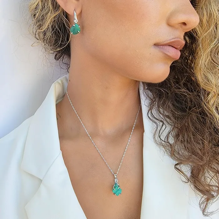 Earrings Uniquelan Jewelry Raw Malachite Necklace Drop Earrings Set Earrings Uniquelan Jewelry Raw Malachite Necklace Drop Earrings Set