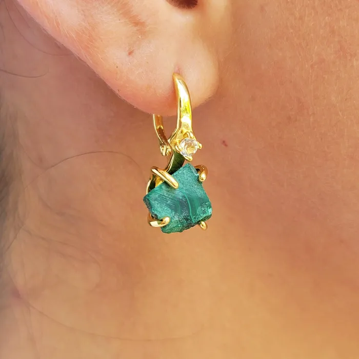 Earrings Uniquelan Jewelry Raw Malachite Necklace Drop Earrings Set Earrings Uniquelan Jewelry Raw Malachite Necklace Drop Earrings Set
