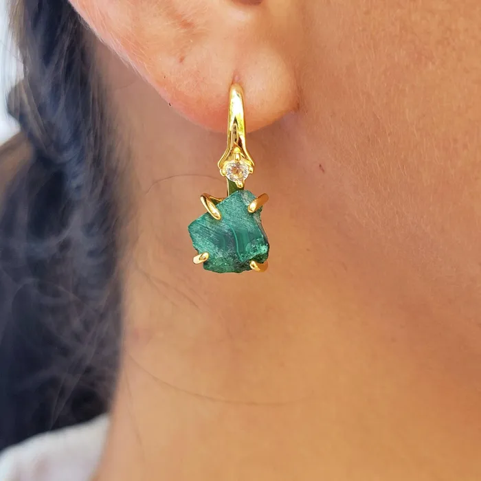 Earrings Uniquelan Jewelry Raw Malachite Necklace Drop Earrings Set Earrings Uniquelan Jewelry Raw Malachite Necklace Drop Earrings Set