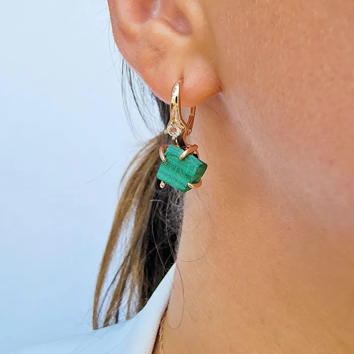 Earrings Uniquelan Jewelry Raw Malachite Necklace Drop Earrings Set Earrings Uniquelan Jewelry Raw Malachite Necklace Drop Earrings Set