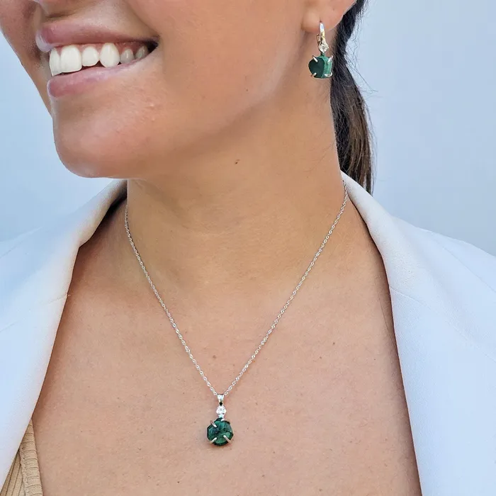 Earrings Uniquelan Jewelry Raw Malachite Necklace Drop Earrings Set Earrings Uniquelan Jewelry Raw Malachite Necklace Drop Earrings Set