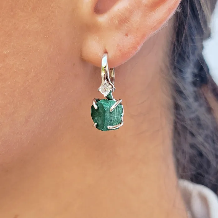 Earrings Uniquelan Jewelry Raw Malachite Necklace Drop Earrings Set Earrings Uniquelan Jewelry Raw Malachite Necklace Drop Earrings Set