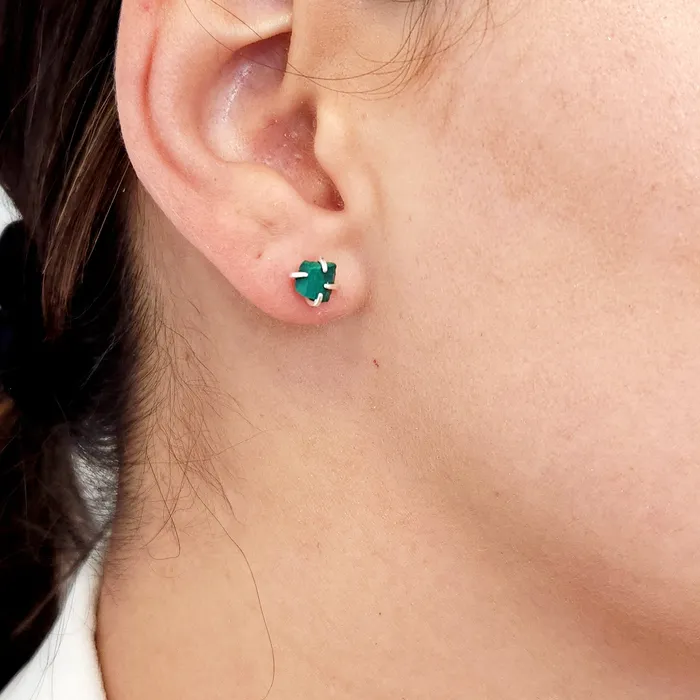 Earrings Uniquelan Jewelry Tiny Raw Stone Earrings Malachite