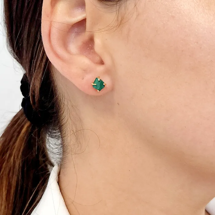 Earrings Uniquelan Jewelry Tiny Raw Stone Earrings Malachite