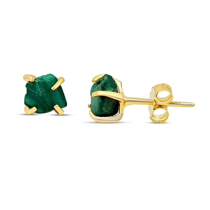 Earrings Uniquelan Jewelry Tiny Raw Stone Earrings Malachite