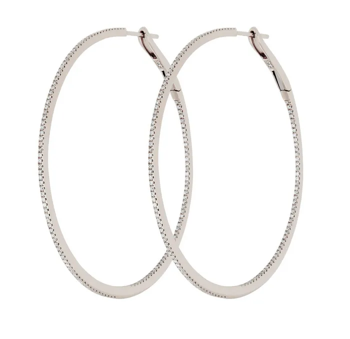 Earrings Vivien Frank Designs Diamond Hoop Earrings 18k Gold Front to Back 50mm