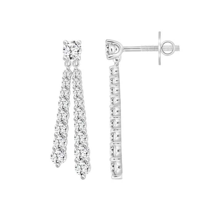 Ethos Earrings LADIES EARRINGS 3CT ROUND DIAMOND 14K WHITE GOLD
