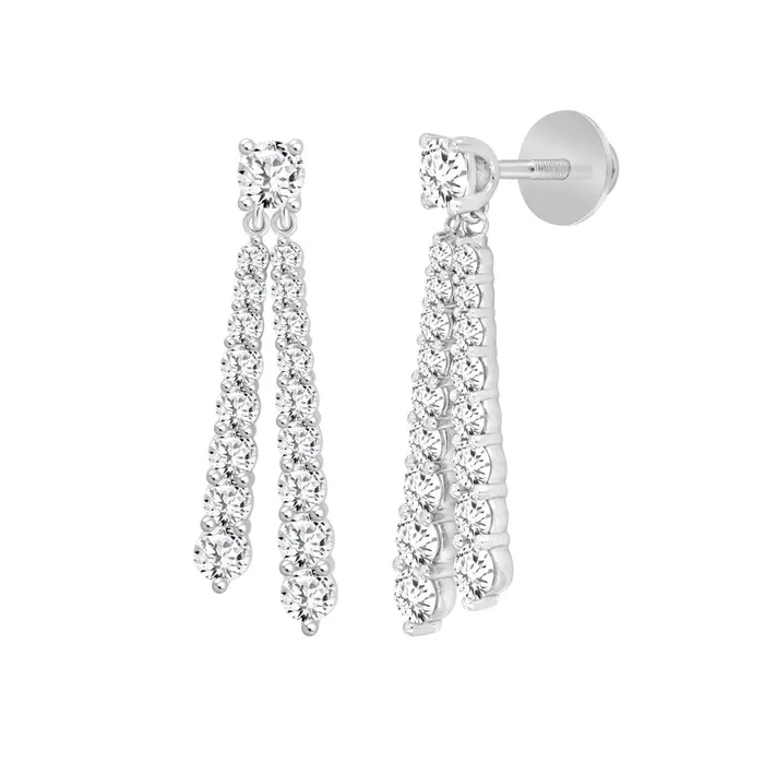Ethos Earrings LADIES EARRINGS 3CT ROUND DIAMOND 14K WHITE GOLD