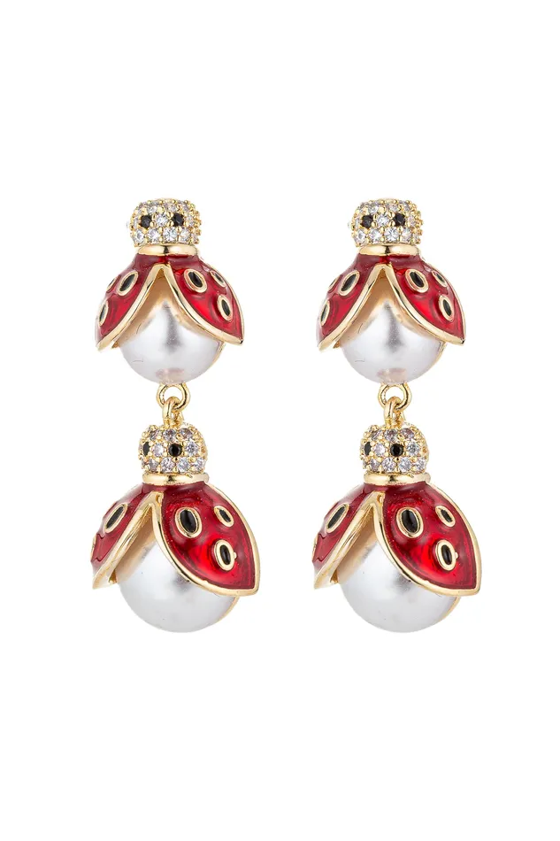 Eye Candy LA Earrings Lady Bug CZ Earrings