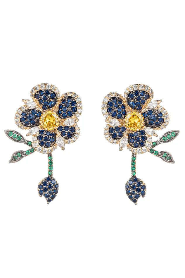 Eye Candy LA Earrings Roses Are Blue CZ Earring