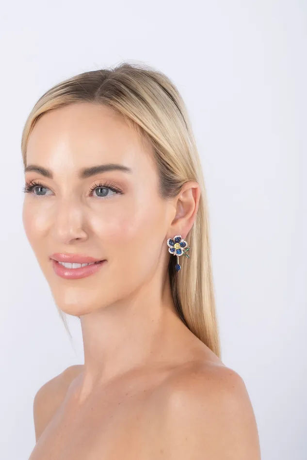 Eye Candy LA Earrings Roses Are Blue CZ Earring