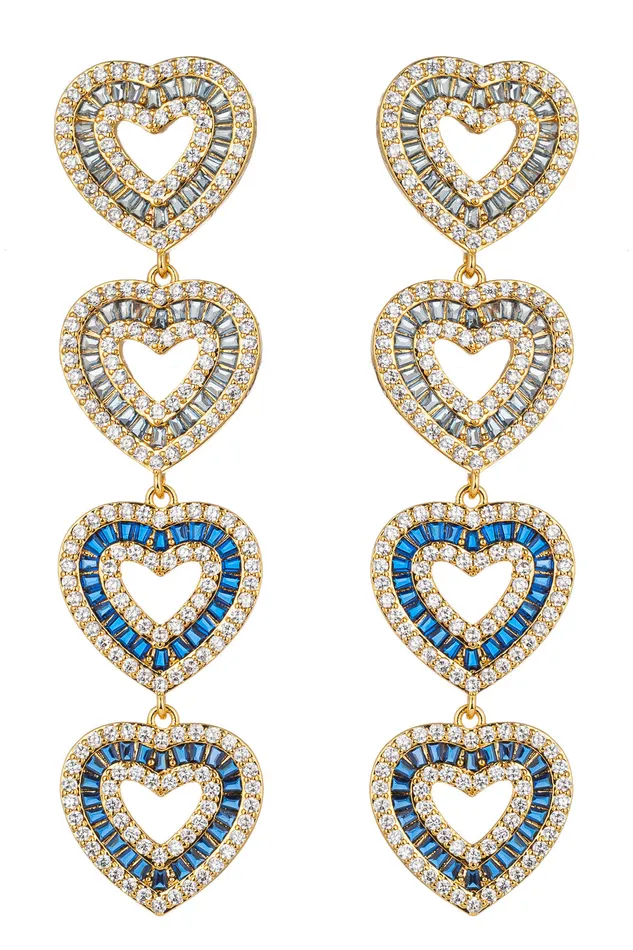 Eye Candy LA Earrings Willow Hearts Cubic Zirconia Dangle Earrings